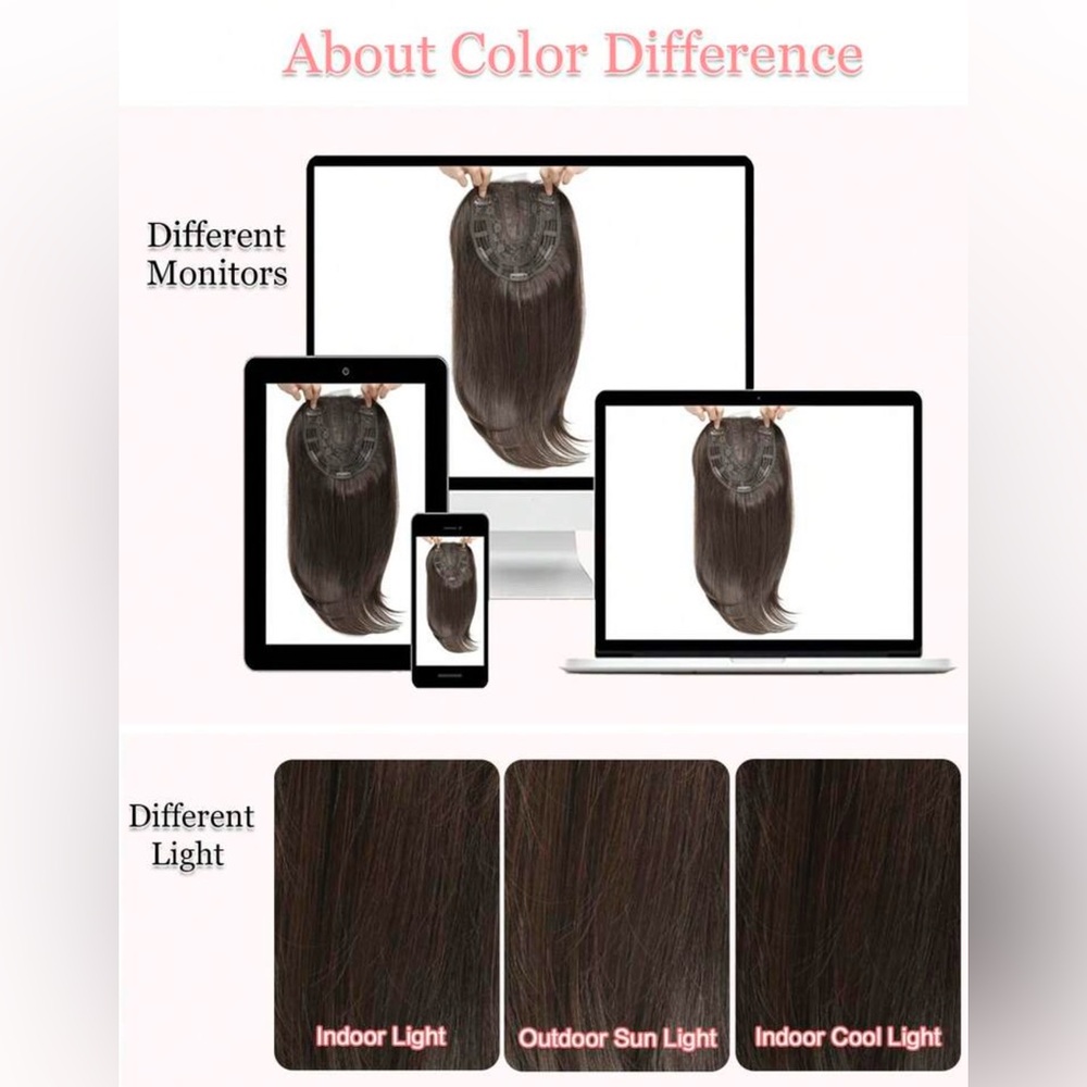 Natural Dark Brown Women’s Clip-In/Topper Hairpiece - Sleek Layered Style - Picture 3 of 14